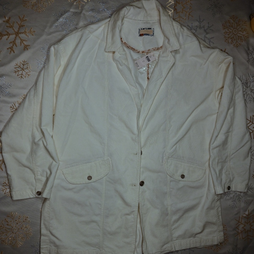 Pilcro by Anthropologie Corduroy Shirt Jacket, NWT, Size L, Creme